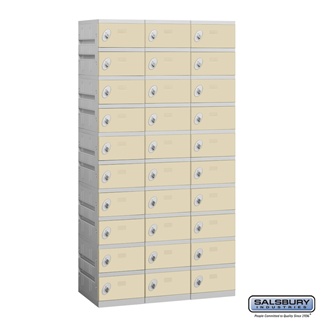 90368TN-A 12 in. Ten Tier Plastic Locker - Assembled, Tan - 6 ft. x 3 x 18 in.