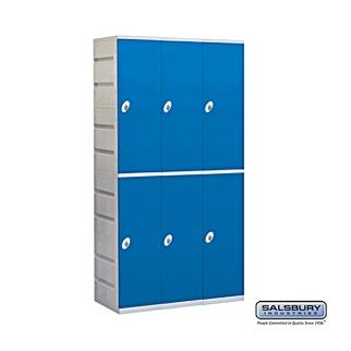 92368BL-U 12 in. Double Tier Plastic Locker - Unassembled, Blue - 6 ft. x 3 x 18 in.