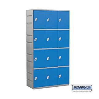 94368BL-A 12 in. Four Tier Plastic Locker - Assembled, Blue - 6 ft. x 3 x 18 in.