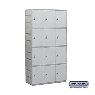 94368GY-A 12 in. Four Tier Plastic Locker - Assembled, Gray - 6 ft. x 3 x 18 in.