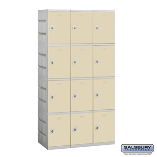94368TN-U 12 in. Four Tier Plastic Locker - Unassembled, Tan - 6 ft. x 3 x 18 in.