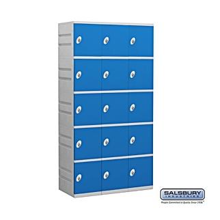 95368BL-A 12 in. Five Tier Plastic Locker - Assembled, Blue - 6 ft. x 3 x 18 in.