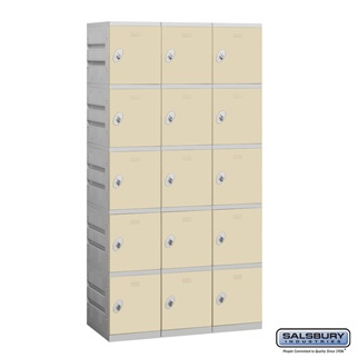 95368TN-A 12 in. Five Tier Plastic Locker - Assembled, Tan - 6 ft. x 3 x 18 in.