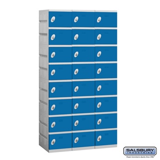 98368BL-A 12 in. Eight Tier Plastic Locker - Assembled, Blue - 6 ft. x 3 x 18 in.