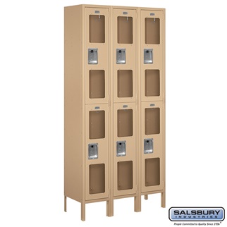 12 in. Double Tier See-Through Metal Locker - Unassembled, Tan - 6 ft. x 3 x 12 in.