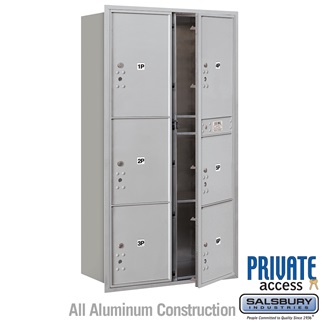 Picture of Salsbury  Recessed Mounted 4C Horizontal Mailbox - Maximum Height Unit 56 .75 in. - Double Column - Stand-Alone Parcel Locker - 1 PL4s&#44; 2 PL4.5s&#44; 1 PL5 & 2 PL6s&#44; Aluminum - Front Loading