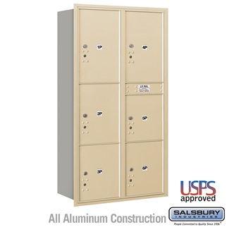 Picture of Salsbury  Recessed Mounted 4C Horizontal Mailbox - Maximum Height Unit 56.75 in. - Double Column - Stand-Alone Parcel Locker - 1 PL4s&#44; 2 PL4.5s&#44; 1 PL5 & 2 PL6s&#44; Sandstone - Rear Loading 