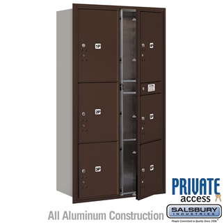 Picture of Salsbury  Recessed Mounted 4C Horizontal Mailbox - Maximum Height Unit 56 .75 in. - Double Column - Stand-Alone Parcel Locker - 1 PL4s&#44; 2 PL4.5s&#44; 1 PL5 & 2 PL6s&#44; Bronze - Front Loading -