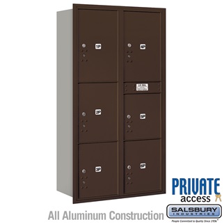 Picture of Salsbury  Recessed Mounted 4C Horizontal Mailbox - Maximum Height Unit 56 .75 in. - Double Column - Stand-Alone Parcel Locker - 1 PL4s&#44; 2 PL4.5s&#44; 1 PL5 & 2 PL6s&#44; Bronze - Rear Loading -