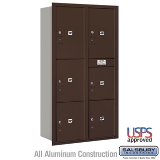 Picture of   Recessed Mounted 4C Horizontal Mailbox - Maximum Height Unit 56.75 in. - Double Column - Stand-Alone Parcel Locker - 1 PL4s&#44; 2 PL4.5s&#44; 1 PL5 & 2 PL6s&#44; Bronze - Rear Loading - USPS Access