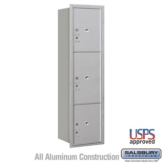 Picture of Salsbury  Recessed Mounted 4C Horizontal Mailbox - Maximum Height Unit 56.75 in. - Single Column - Stand-Alone Parcel Locker - 1 PL4.5&#44; 1PL5 & 1 PL6&#44; Aluminum - Rear Loading - USPS Access