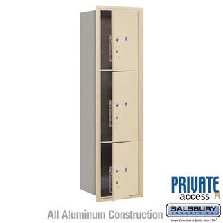 Picture of   Recessed Mounted 4C Horizontal Mailbox - Maximum Height Unit 56 .75 in. - Single Column - Stand-Alone Parcel Locker - 1 PL4.5&#44; 1PL5 & 1 PL6&#44; Sandstone - Front Loading - Private Access