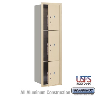 Picture of Salsbury  Recessed Mounted 4C Horizontal Mailbox - Maximum Height Unit 56.75 in. - Single Column - Stand-Alone Parcel Locker - 1 PL4.5&#44; 1PL5 & 1 PL6&#44; Sandstone - Front Loading - USPS Access
