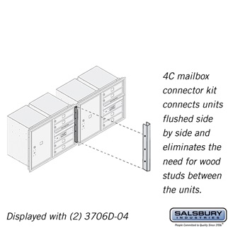 3706CK Recessed Mounted 4C Horizontal Mailbox Connector Kit for 6 Door High Units
