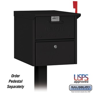 Mailbox, Black, Powder Coated, 1 Doors, Pedestal, Aluminum