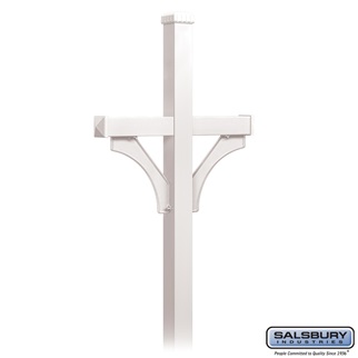 4372WHT Deluxe Post - 2 Sided - In-Ground Mounted for Roadside Mailboxes, White