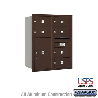 37. 5 in. Recessed Mounted 4C Horizontal Mailbox - 10 Door High Unit- Double Column - 6 MB2 Doors with 1 PL6 - Bronze - Rear Loading - USPS Access