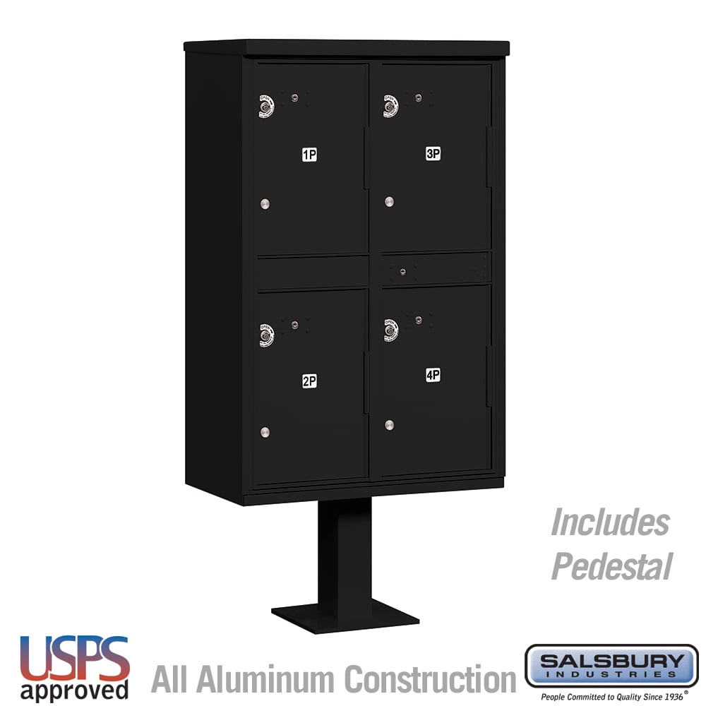 3304BLK-U 30.5 x 62 x 18 in. Outdoor Parcel Locker - 4 Compartments - USPS Access, Black