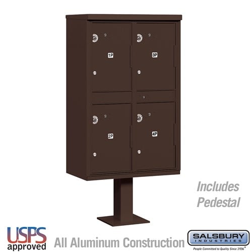 3304BRZ-U 30.5 x 62 x 18 in. Outdoor Parcel Locker - 4 Compartments - USPS Access, Bronze