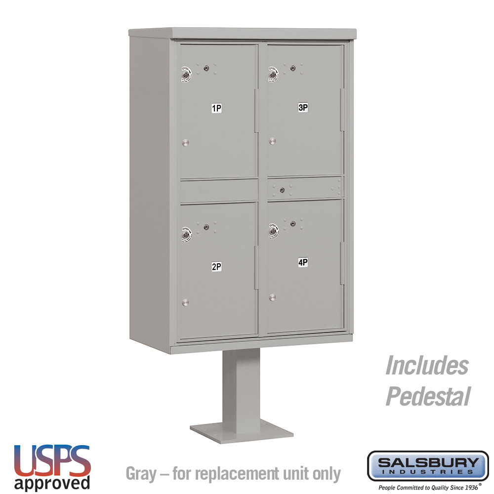 3304GRY-U 30.5 x 62 x 18 in. Outdoor Parcel Locker - 4 Compartments - USPS Access, Gray