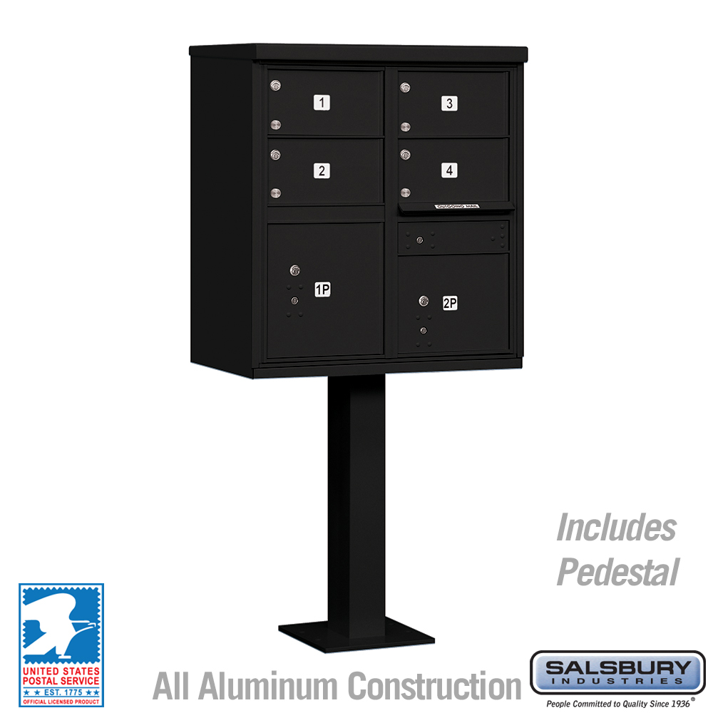 3305BLK-U 30.5 x 62 x 18 in. Cluster Box Unit - 4 C Size Doors - Type V - USPS Access, Black