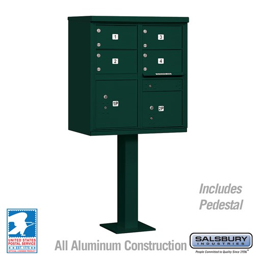 3305GRN-U 30.5 x 62 x 18 in. Cluster Box Unit - 4 C Size Doors - Type V - USPS Access, Green