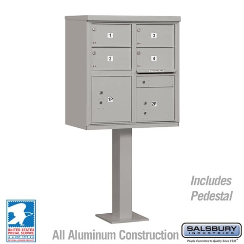3305GRY-U 30.5 x 62 x 18 in. Cluster Box Unit - 4 C Size Doors - Type V - USPS Access, Gray