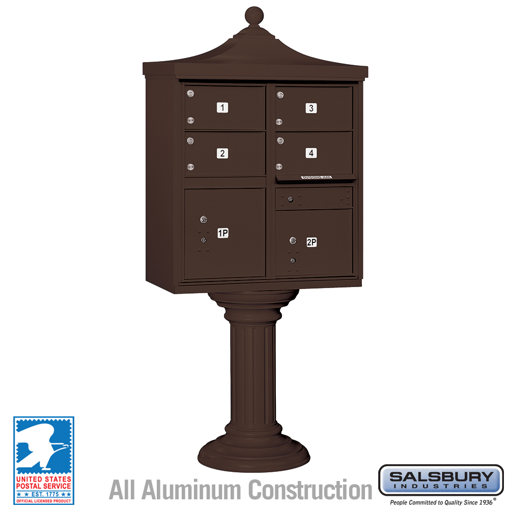 3305R-BRZ-U 31 x 71.75 x 18.5 in. Regency Decorative Cluster Box Units - 4 C Size Doors - Type V - USPS Access, Bronze