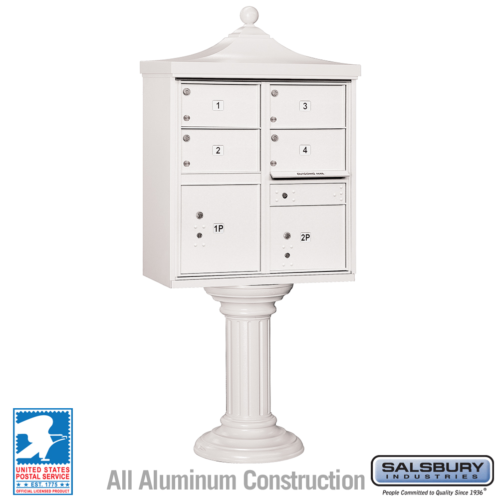 3305R-WHT-U 31 x 71.75 x 18.5 in. Regency Decorative Cluster Box Units - 4 C Size Doors - Type V - USPS Access, White