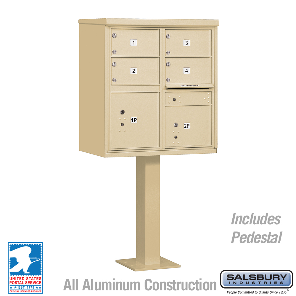 3305SAN-U 30.5 x 62 x 18 in. Cluster Box Unit - 4 C Size Doors - Type V - USPS Access, Sandstone