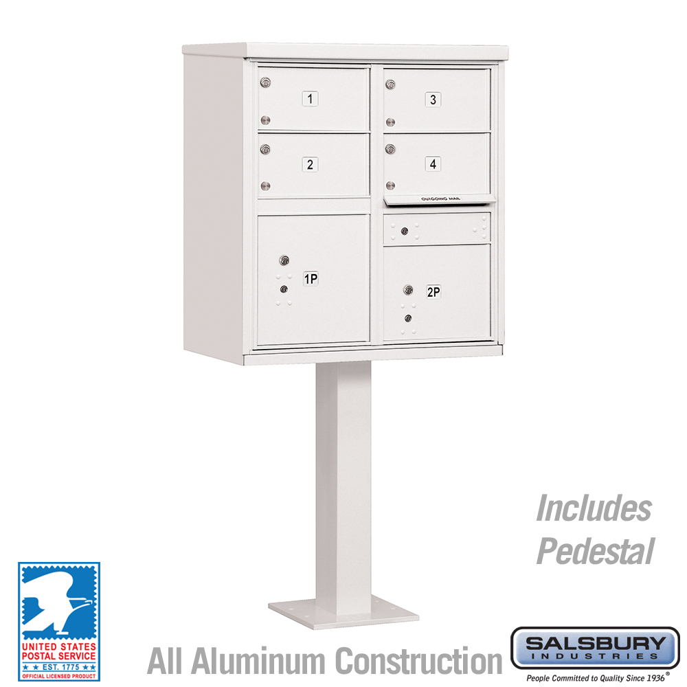 3305WHT-U 30.5 x 62 x 18 in. Cluster Box Unit - 4 C Size Doors - Type V - USPS Access, White