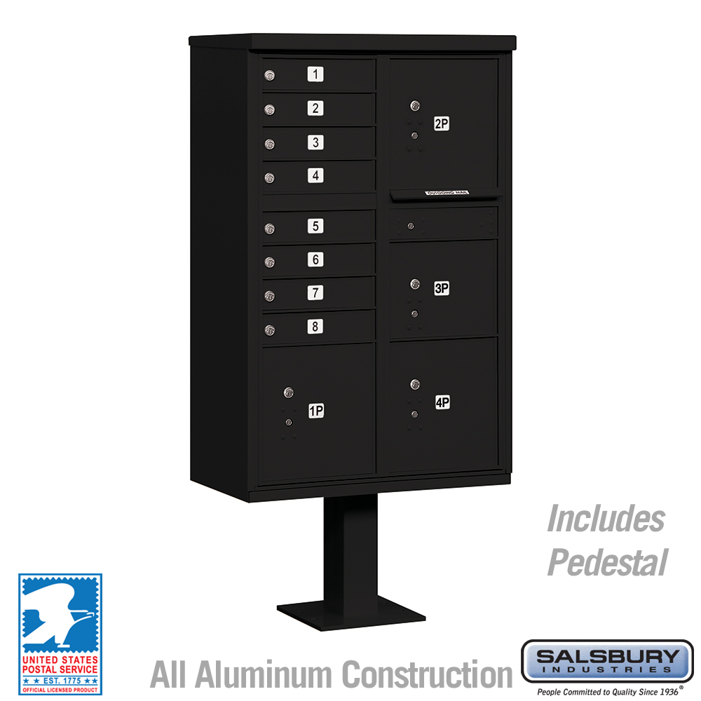 3306BLK-U 30.5 x 62 x 18 in. Cluster Box Unit - 8 A Size Doors - Type VI - USPS Access, Black