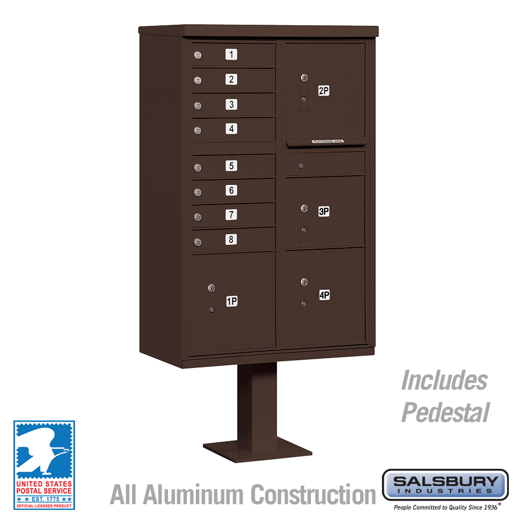 3306BRZ-U 30.5 x 62 x 18 in. Cluster Box Unit - 8 A Size Doors - Type VI - USPS Access, Bronze
