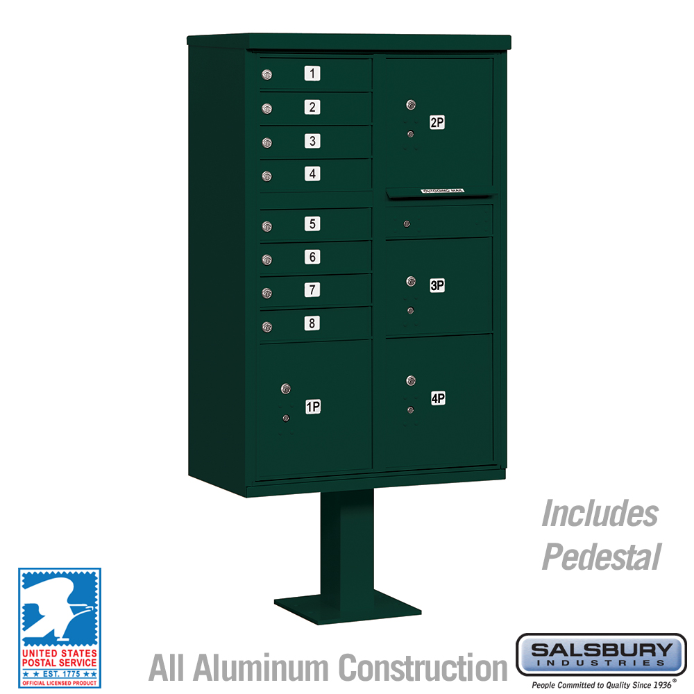 3306GRN-U 30.5 x 62 x 18 in. Cluster Box Unit - 8 A Size Doors - Type VI - USPS Access, Green
