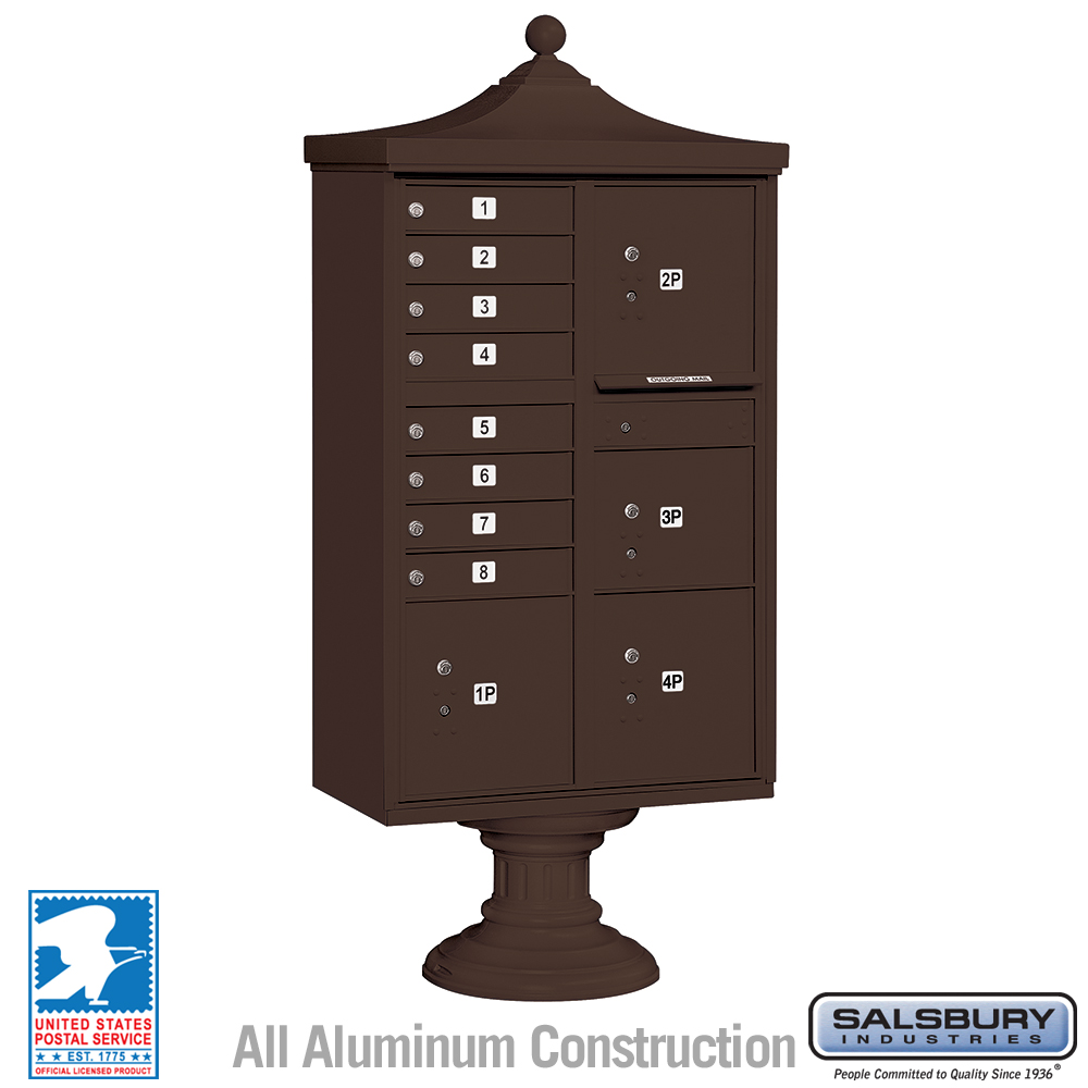 3306R-BRZ-U 31 x 71.75 x 18.5 in. Regency Decorative Cluster Box Units - 8 A Size Doors - Type VI - USPS Access, Bronze
