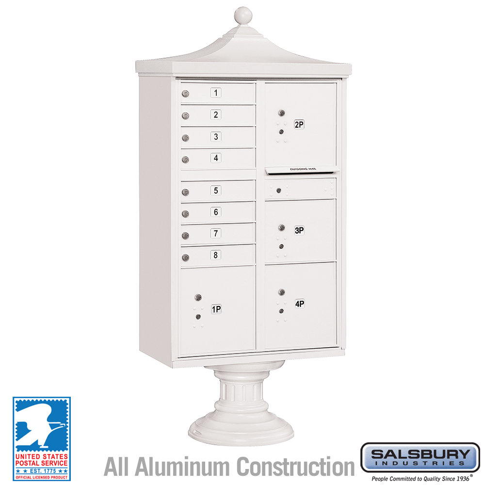 3306R-WHT-U 31 x 71.75 x 18.5 in. Regency Decorative Cluster Box Units - 8 A Size Doors - Type VI - USPS Access, White