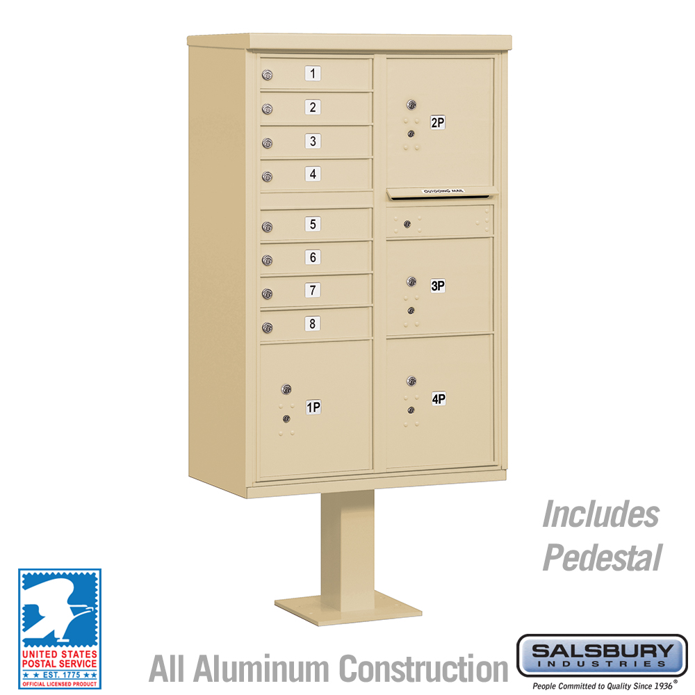 3306SAN-U 30.5 x 62 x 18 in. Cluster Box Unit - 8 A Size Doors - Type VI - USPS Access, Sandstone