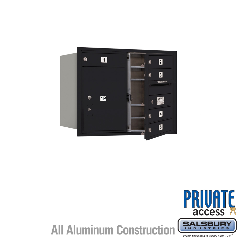 31.125 x 23.875 x 16.5 in. Recessed Mounted 4C Horizontal Mailbox - Front Loading - Private Access, Black