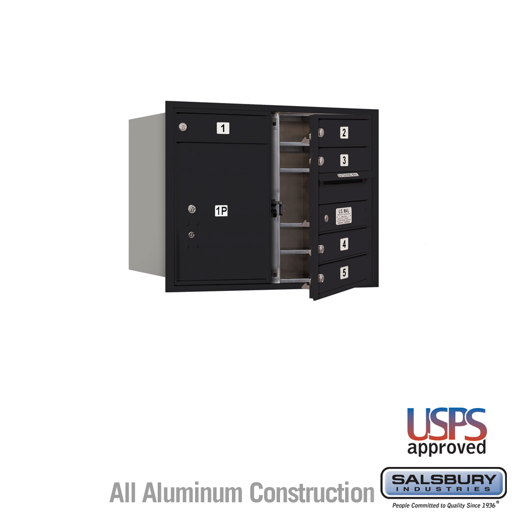31.125 x 23.875 x 16.5 in. Recessed Mounted 4C Horizontal Mailbox - Front Loading - USPS Access, Black