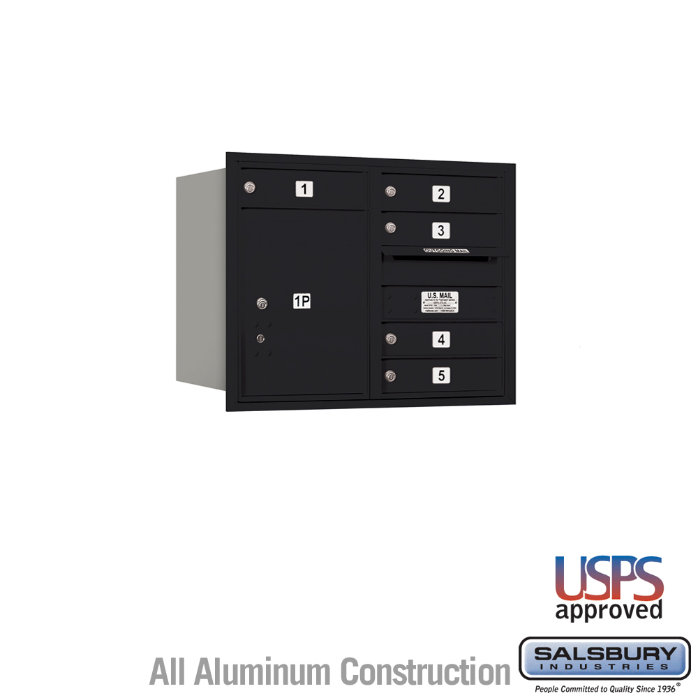 31.125 x 23.875 x 16.5 in. Recessed Mounted 4C Horizontal Mailbox - Rear Loading - USPS Access, Black