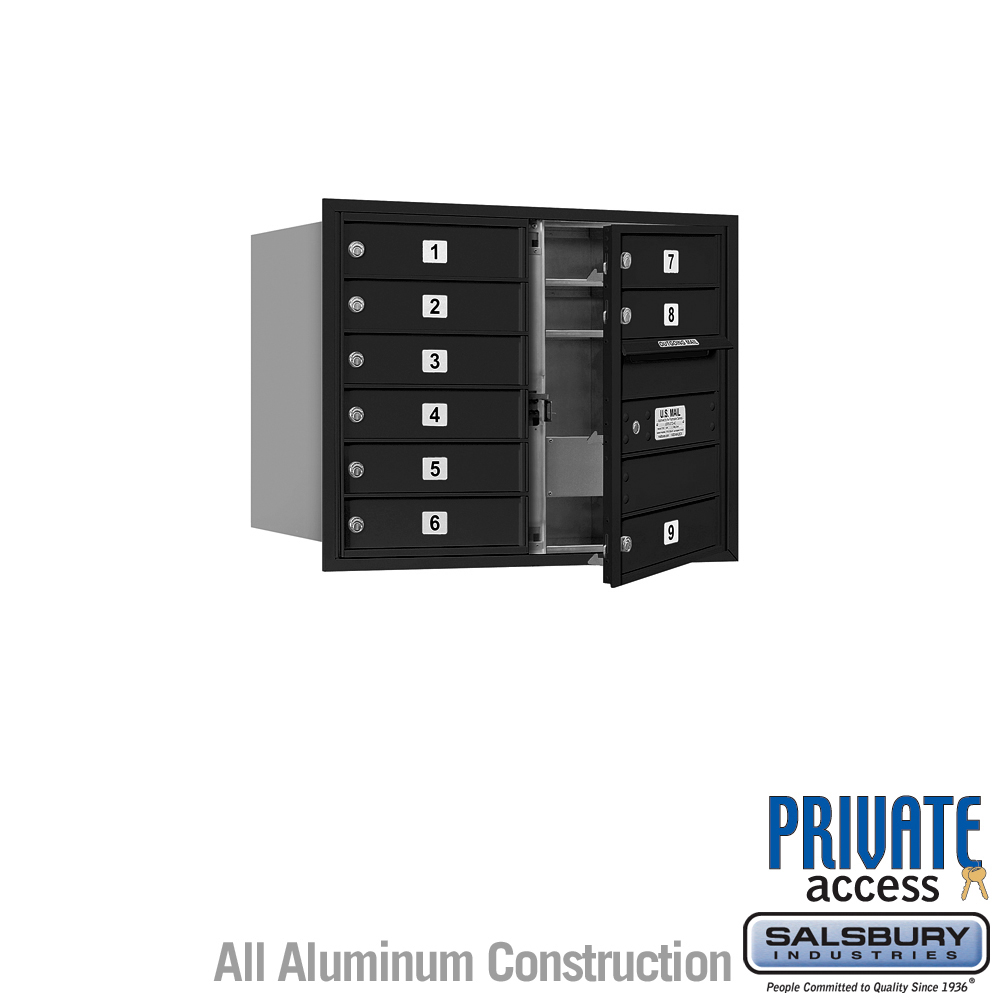 31.125 x 23.875 x 16.5 in. Recessed Mounted 4C Horizontal Mailbox - Front Loading - Private Access, Black