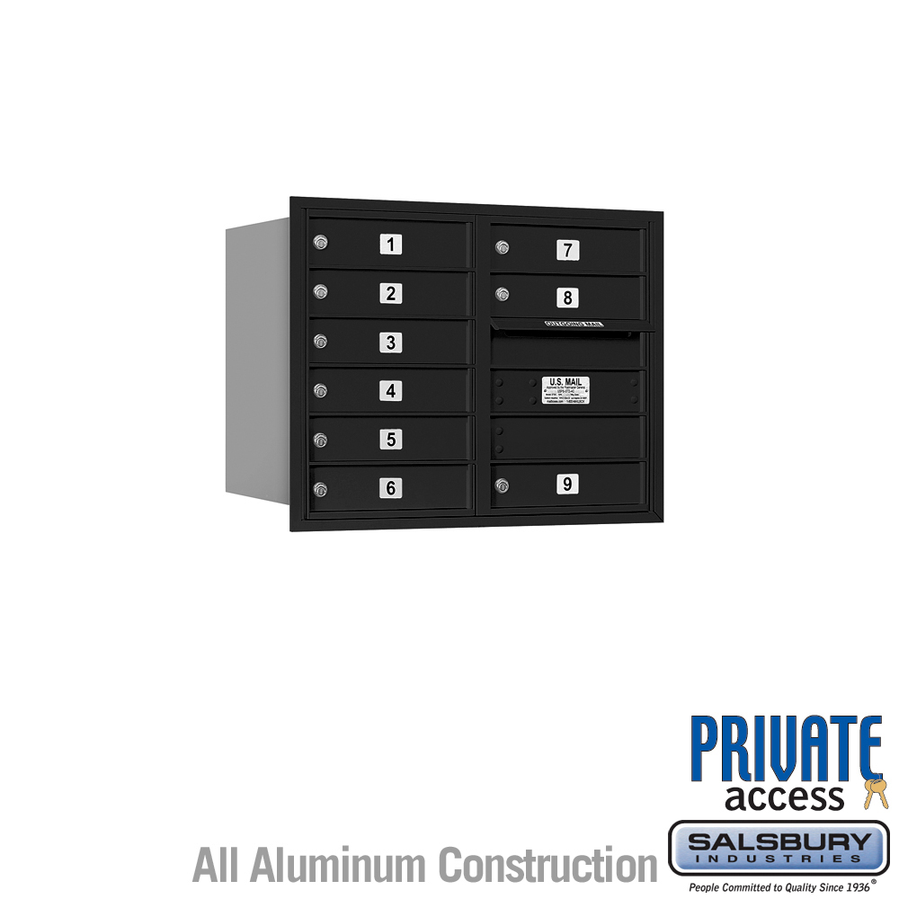 31.125 x 23.875 x 16.5 in. Recessed Mounted 4C Horizontal Mailbox - Rear Loading - Private Access, Black