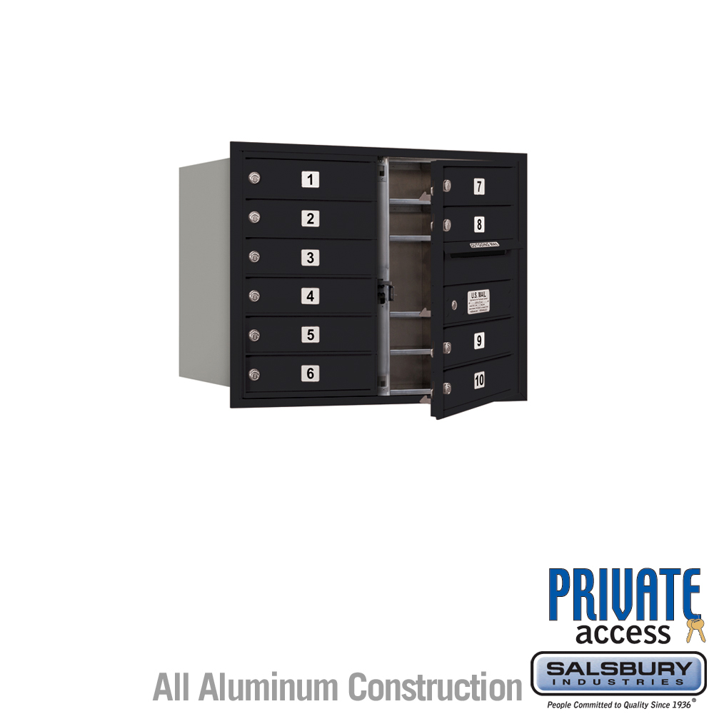31.125 x 23.875 x 16.5 in. Recessed Mounted 4C Horizontal Mailbox - Front Loading - Private Access, Black