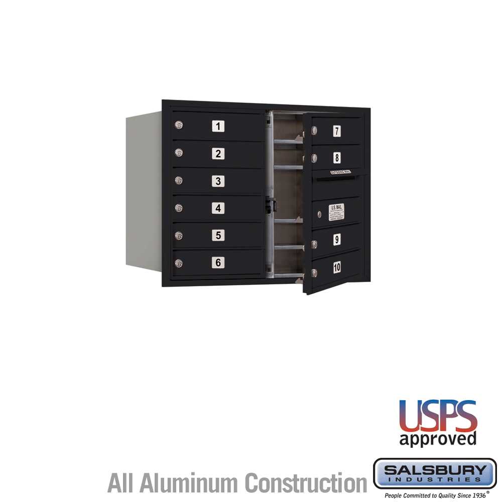 31.125 x 23.875 x 16.5 in. Recessed Mounted 4C Horizontal Mailbox - Front Loading - USPS Access, Black