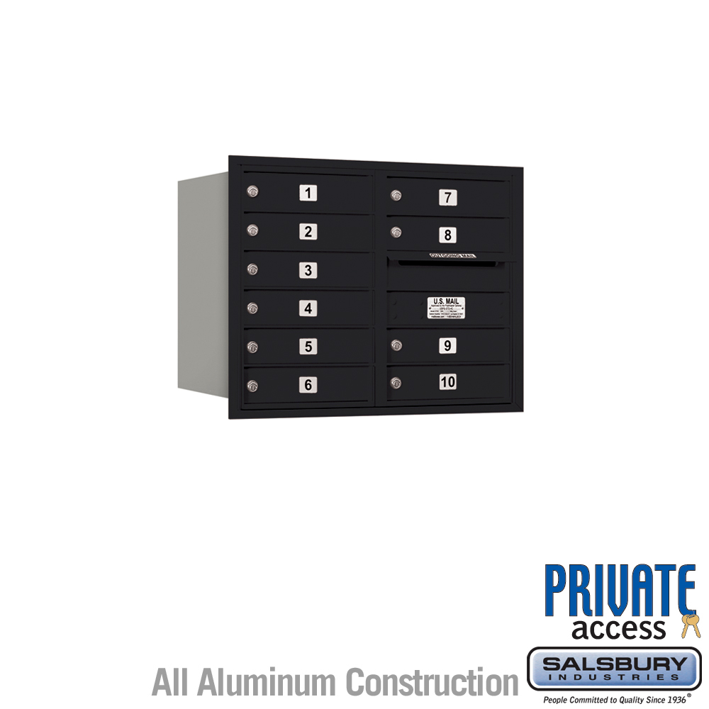 31.125 x 23.875 x 16.5 in. Recessed Mounted 4C Horizontal Mailbox - Rear Loading - Private Access, Black