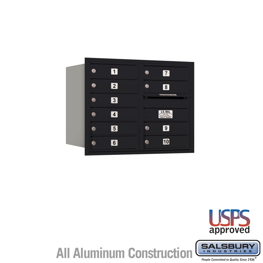 31.125 x 23.875 x 16.5 in. Recessed Mounted 4C Horizontal Mailbox - Rear Loading - USPS Access, Black