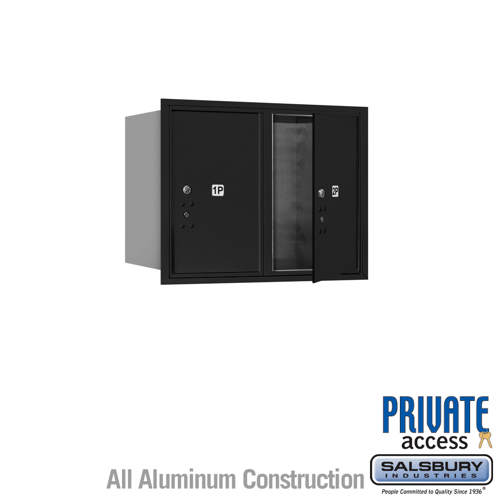 31.125 x 23.875 x 16.5 in. Recessed Mounted 4C Horizontal Mailbox - Front Loading - Private Access, Black