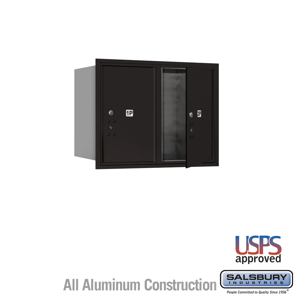 31.125 x 23.875 x 16.5 in. Recessed Mounted 4C Horizontal Mailbox - Front Loading - USPS Access, Black