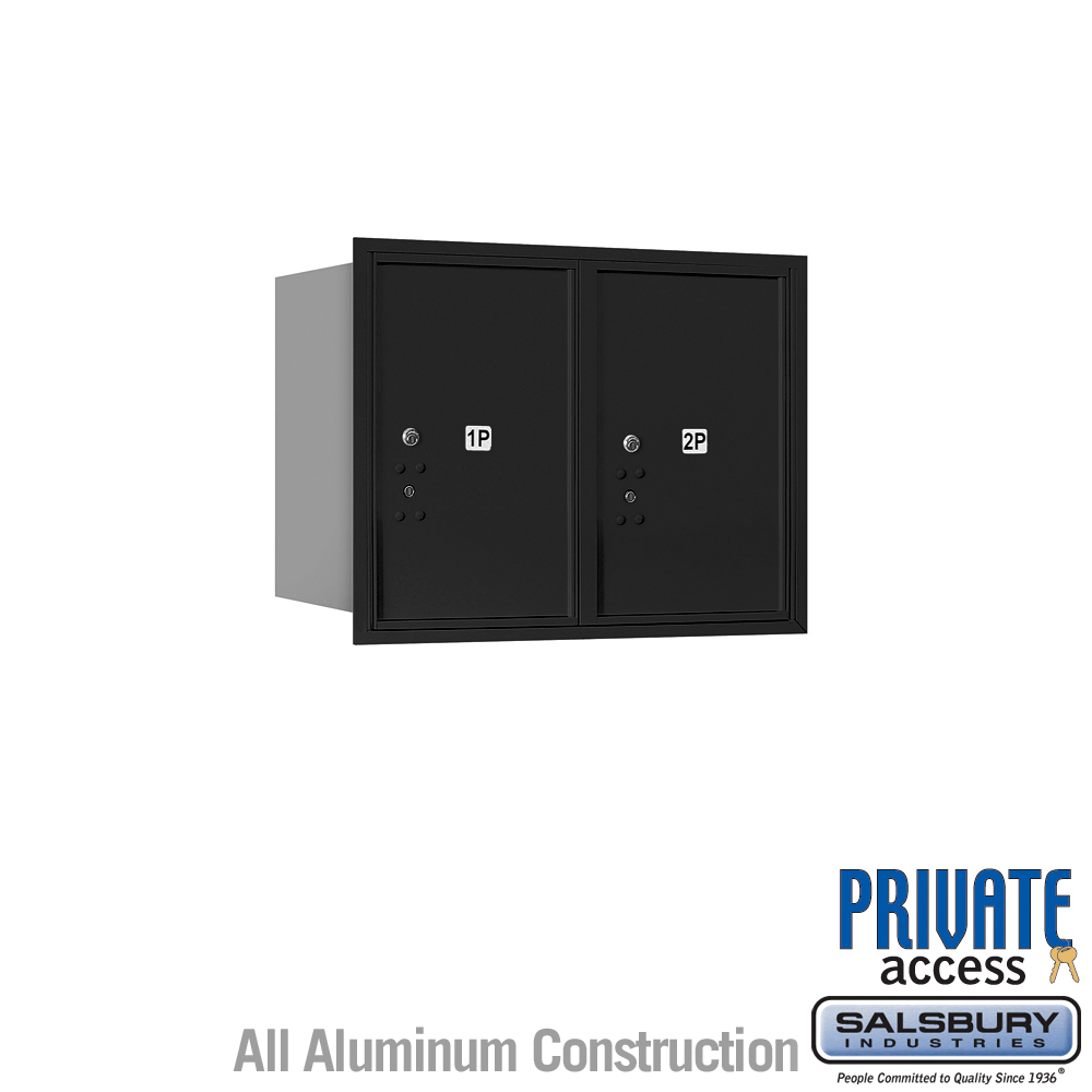 31.125 x 23.875 x 16.5 in. Recessed Mounted 4C Horizontal Mailbox - Rear Loading - Private Access, Black