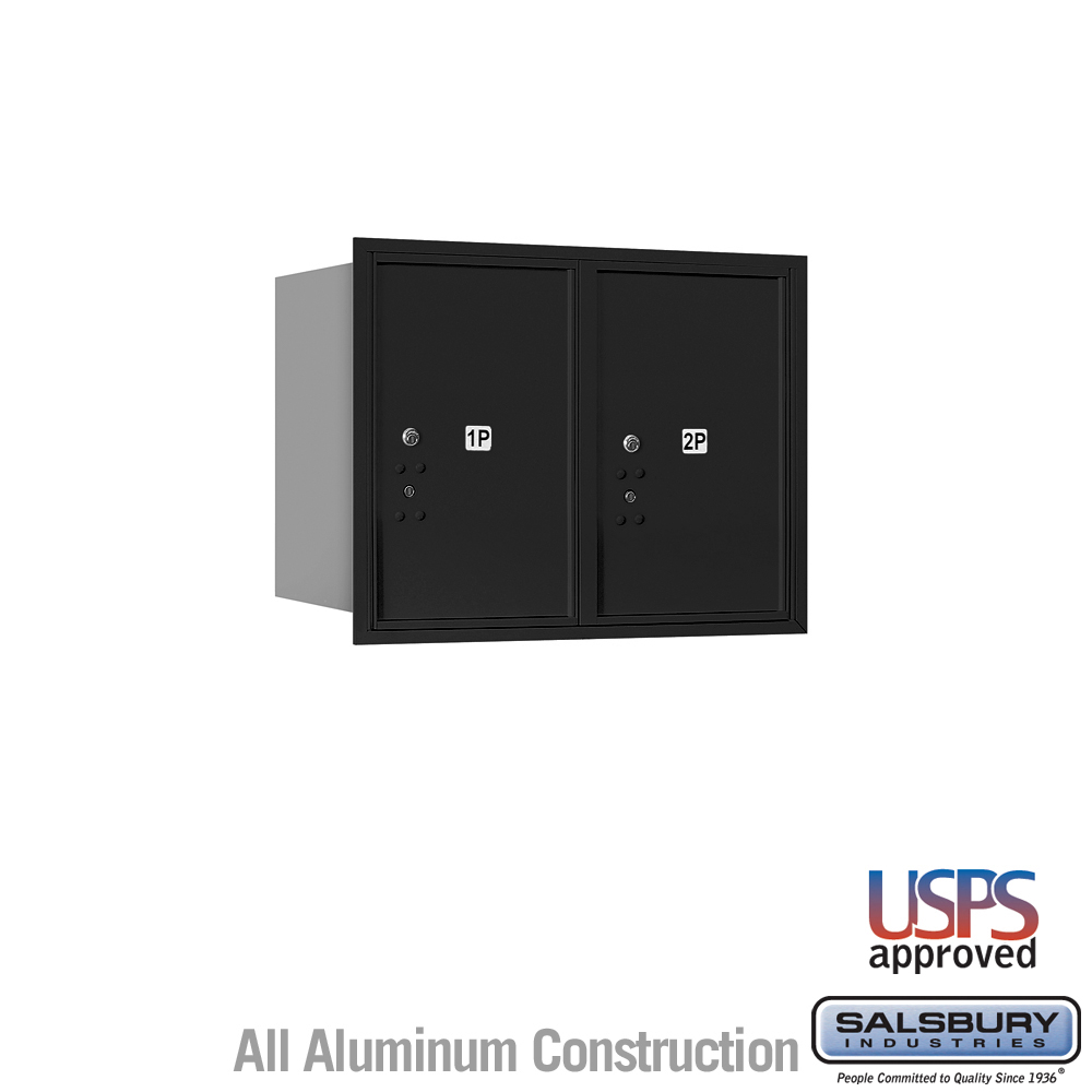 31.125 x 23.875 x 16.5 in. Recessed Mounted 4C Horizontal Mailbox - Rear Loading - USPS Access, Black